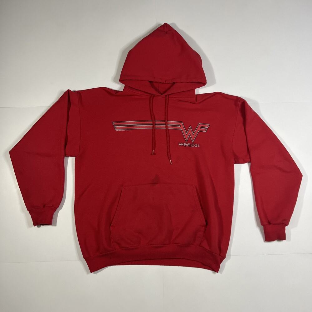 Rare VTG 90s Weezer Band Red Hoodie 1995 If It’s Too Loud Turn It Down Size L